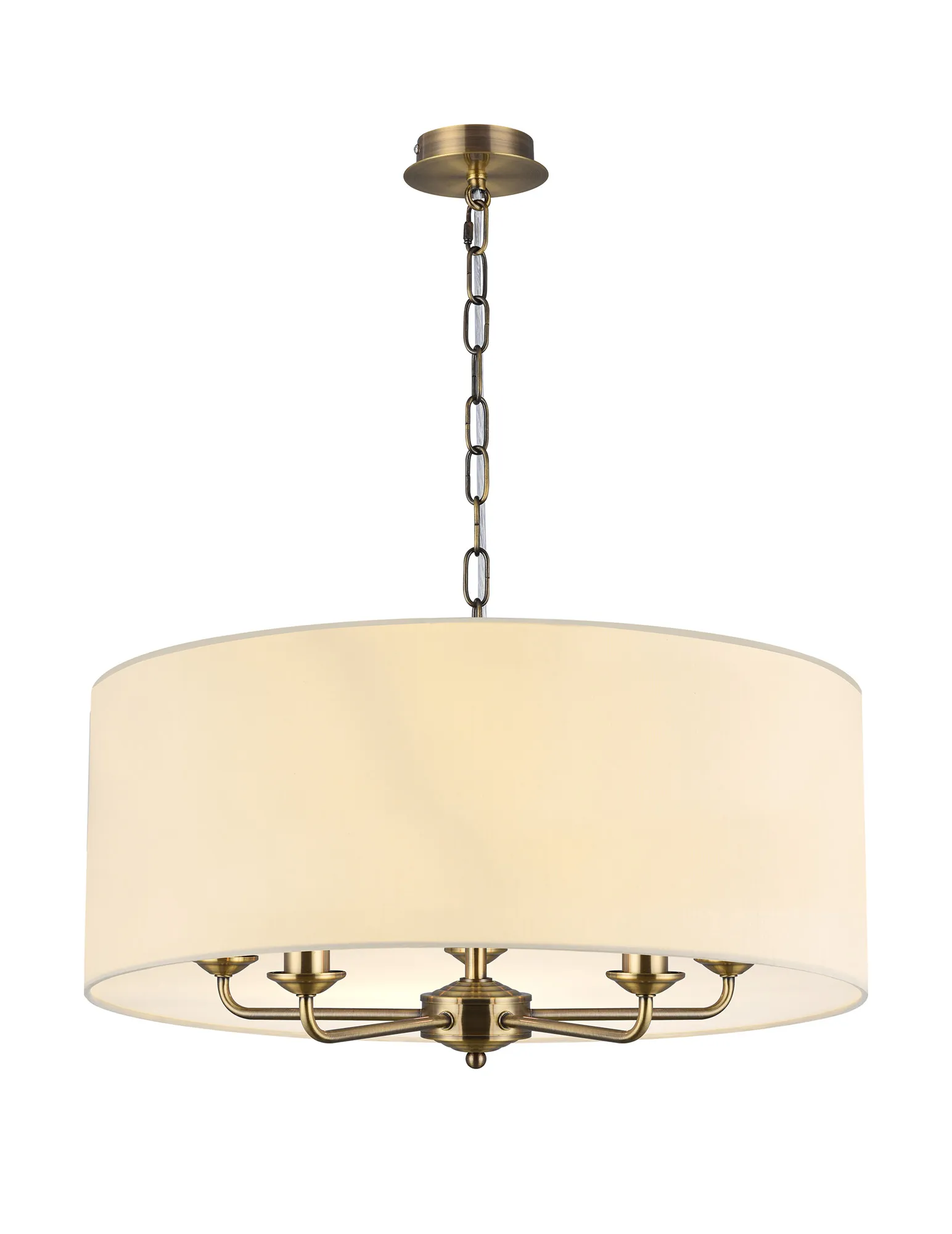 DK0662  Banyan 60cm 5 Light Pendant Antique Brass; Ivory Pearl/White